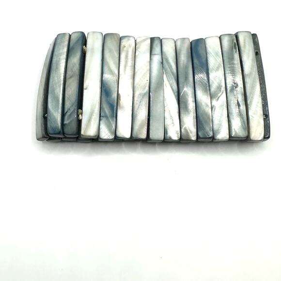 Grey Abalone Mother of Pearl Shell stretch bracelet Summer Retro Beachy Modern - Picture 3 of 10